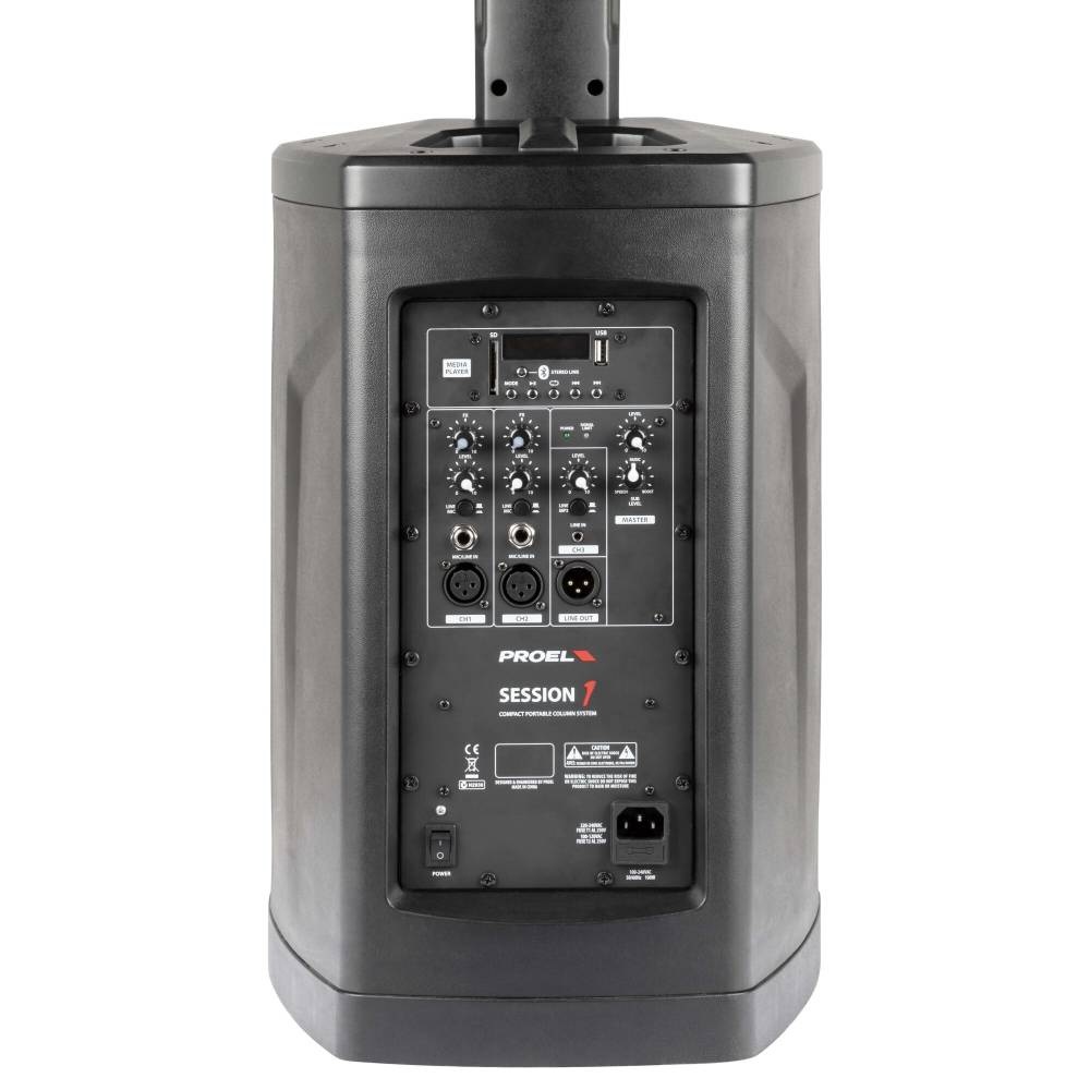 Proel SESSION1 Sistema Audio a Colonna Amplificato 400W con Bluetooth, MP3, USB, SD e Microfono