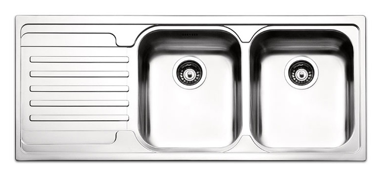 Apell Venezia Lavello da Incasso 2 Vasche con Gocciolatoio a Sinistra 116 x 50 cm Acciaio Inox Spazzolato