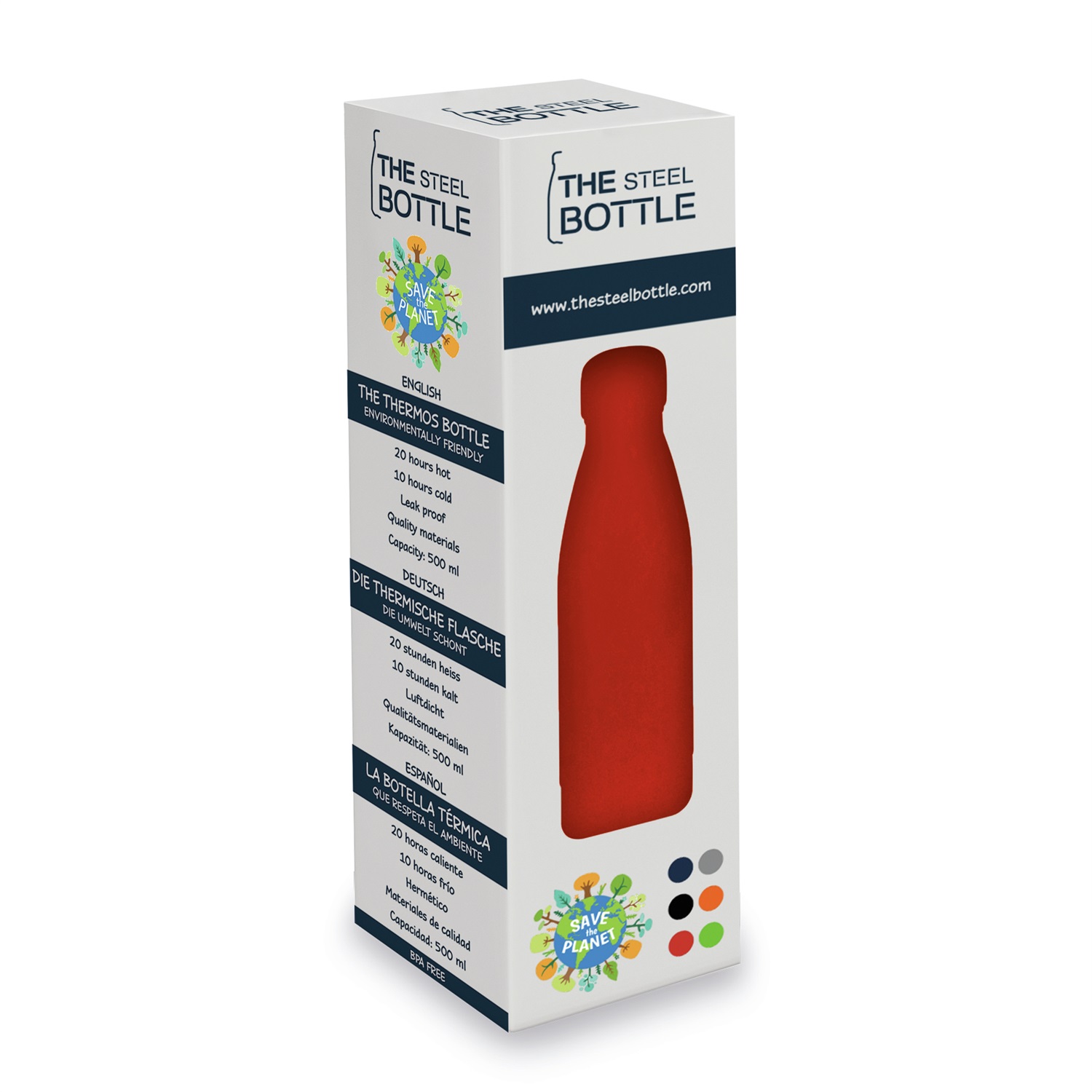T TEX The Steel Bottle Rossa 500 ml - Borraccia Termica per Caldo e Freddo