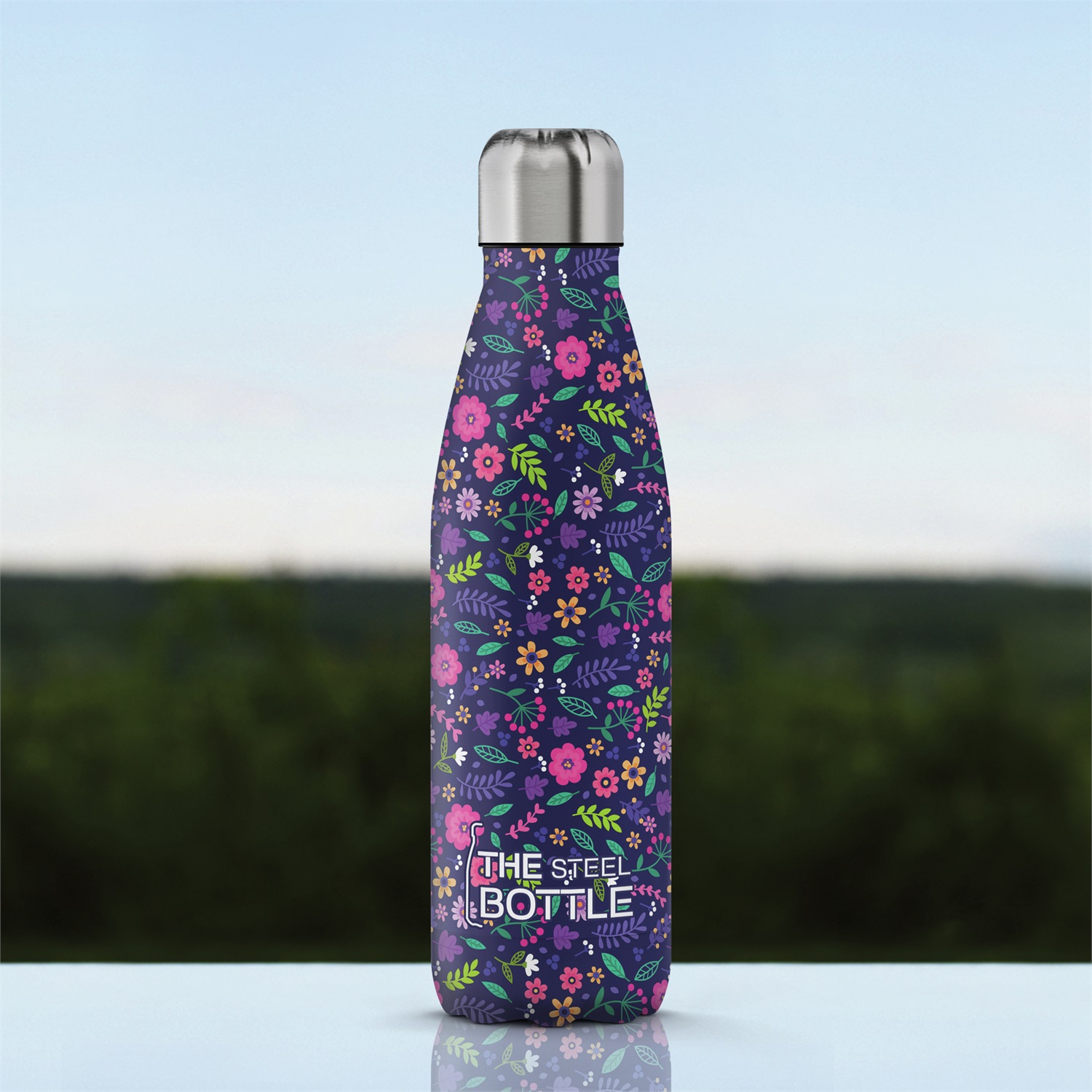 The Steel Bottle - Borraccia Termica in Acciaio Inox 500 ml con Isolamento Sottovuoto e Design Cartoon Flowers