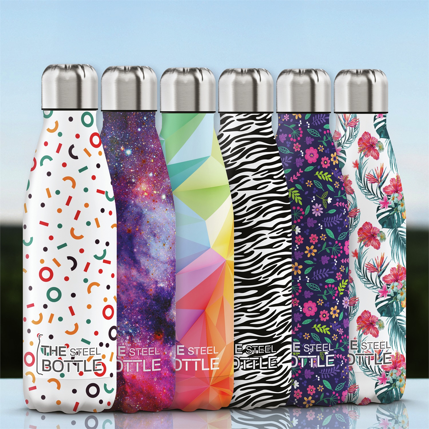 The Steel Bottle - Borraccia Termica in Acciaio Inox 500 ml con Isolamento Sottovuoto e Design Cartoon Flowers