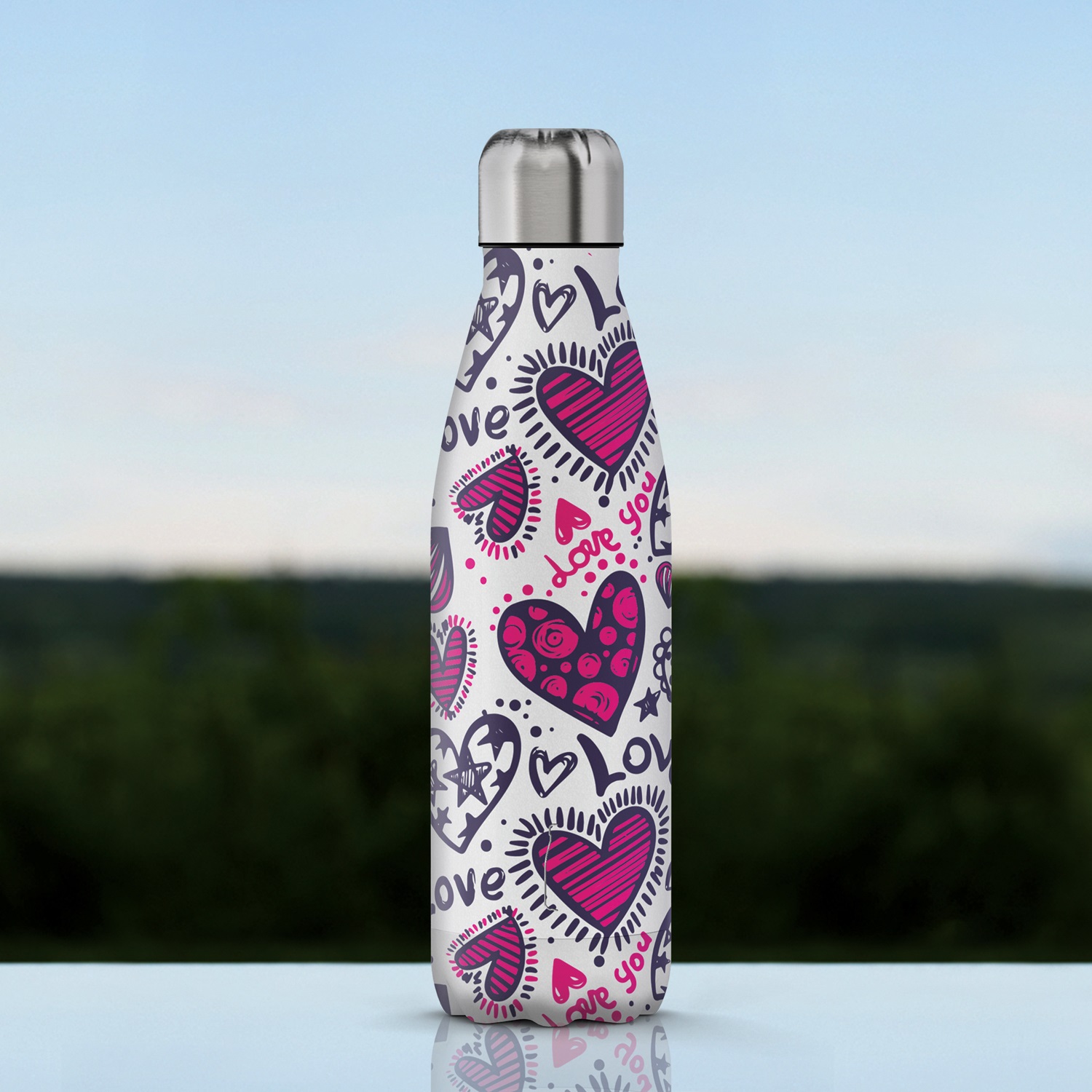 The Steel Bottle - Borraccia Termica Pop Art Series 500 ml - Love, Acciaio Inossidabile, Isolamento Sottovuoto