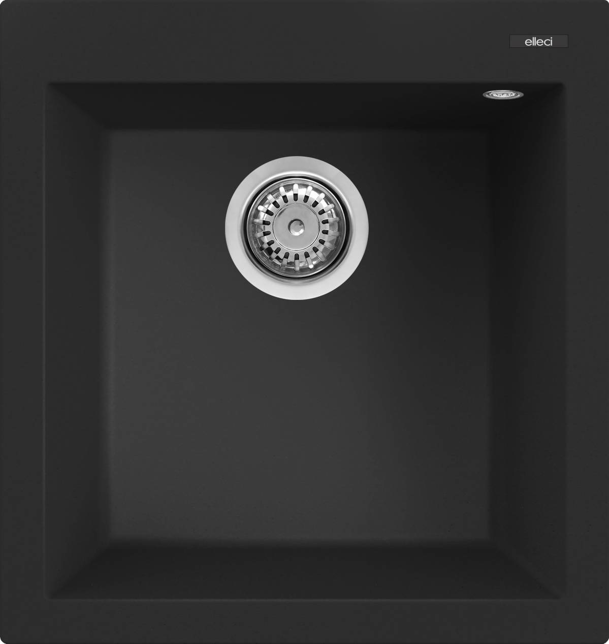 Elleci Quadra 102 Lavello da Incasso 1 Vasca 47x50 cm in Keratek Plus Nero