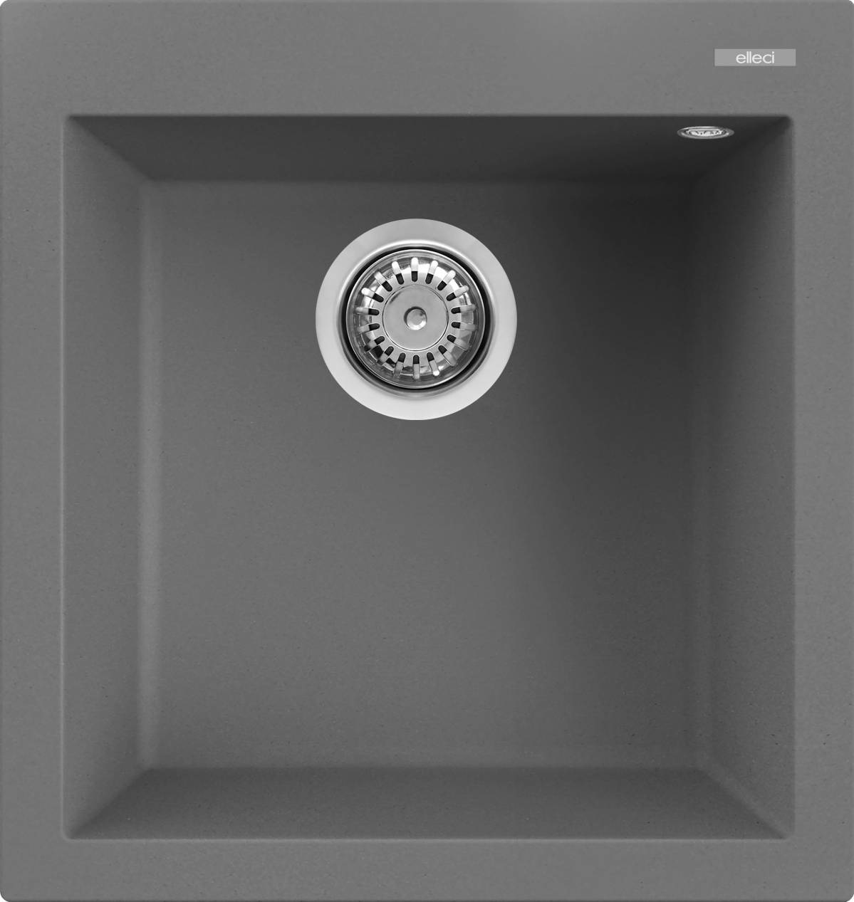 Elleci Quadra 102 Lavello da Incasso 1 Vasca 47x50 cm in Keratek Plus Grigio Scuro