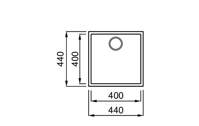 Elleci Quadra 102 Lavello Sottopiano 1 Vasca 44x44 cm in Keratek Plus Bianco