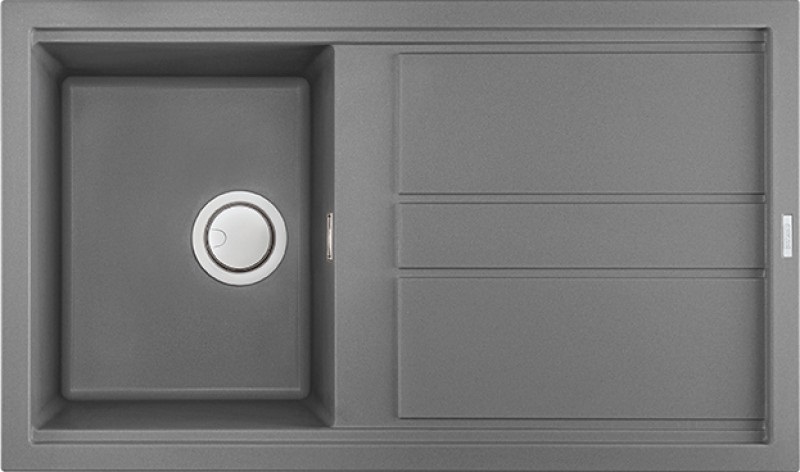 Elleci Best 400 Lavello Incasso 86x51 cm 1 Vasca con Gocciolatoio Reversibile in Granitek Grigio Cemento