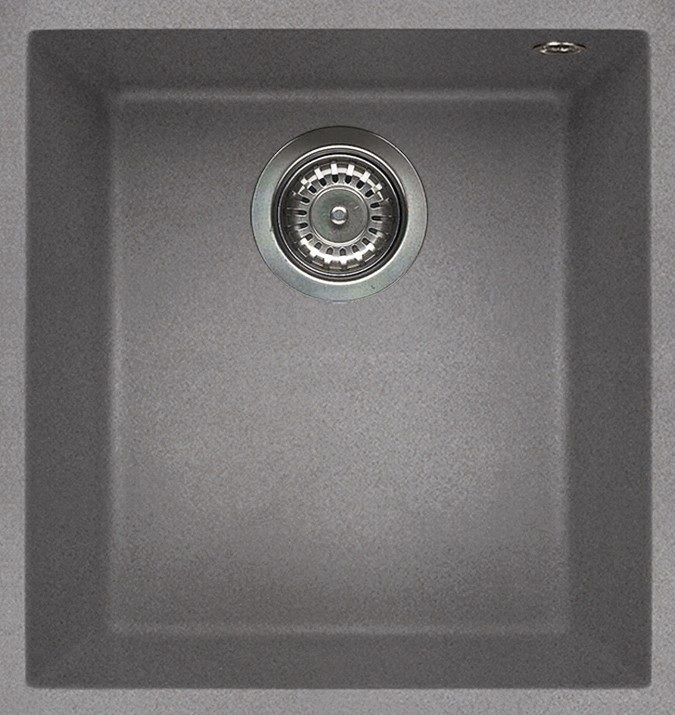 Elleci Quadra 100 Lavello Sottotop 38x44 cm in Granitek Grigio Cemento - 1 Vasca