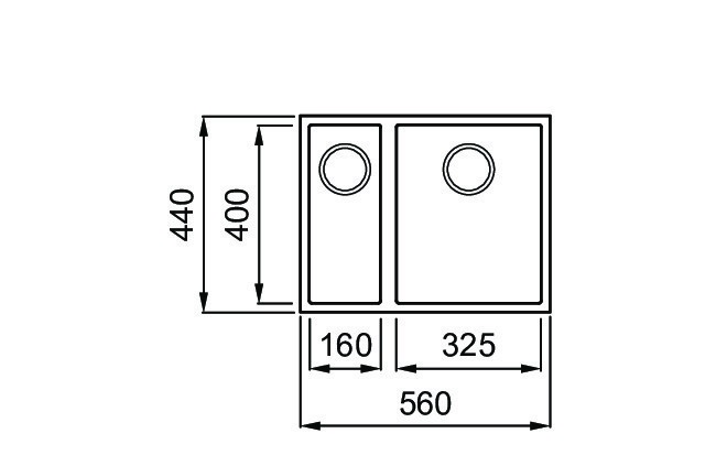 Elleci Lavello Quadra 150 Sottotop 56 x 44 cm in Granitek Grigio Cemento, 2 Vasche
