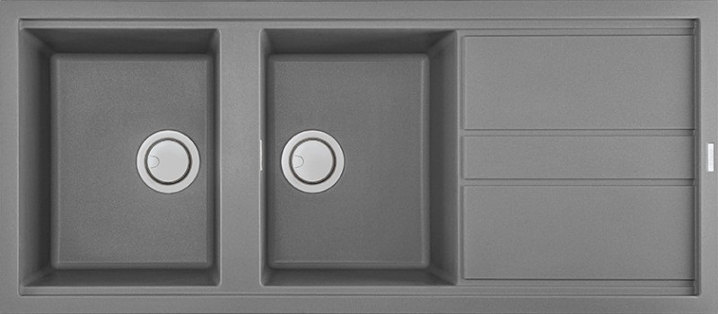 Elleci Best 500 Lavello da Incasso 116x51 cm in Granitek Grigio Cemento con 2 Vasche e Gocciolatoio Reversibile