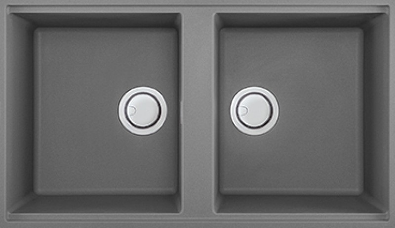 Elleci Best 450 Lavello Sottotop 2 Vasche Granitek Grigio Cemento 836 x 488 mm