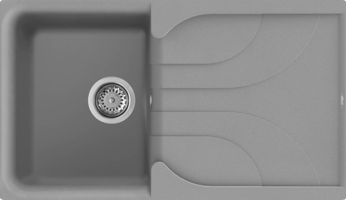 Elleci Ego 400 Lavello Incasso 1 Vasca 86 x 50 cm con Gocciolatoio Reversibile in Granitek Grigio Cemento
