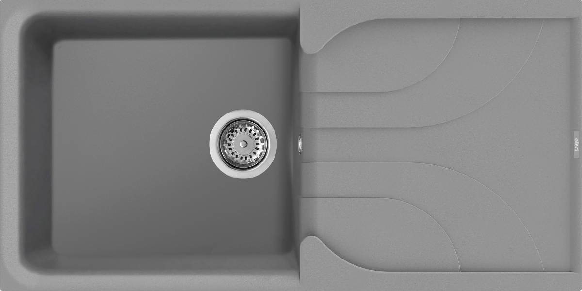 Elleci Ego 480 Lavello Sopratop 1 Vasca con Gocciolatoio Reversibile 100 x 50 cm Granitek Grigio Cemento
