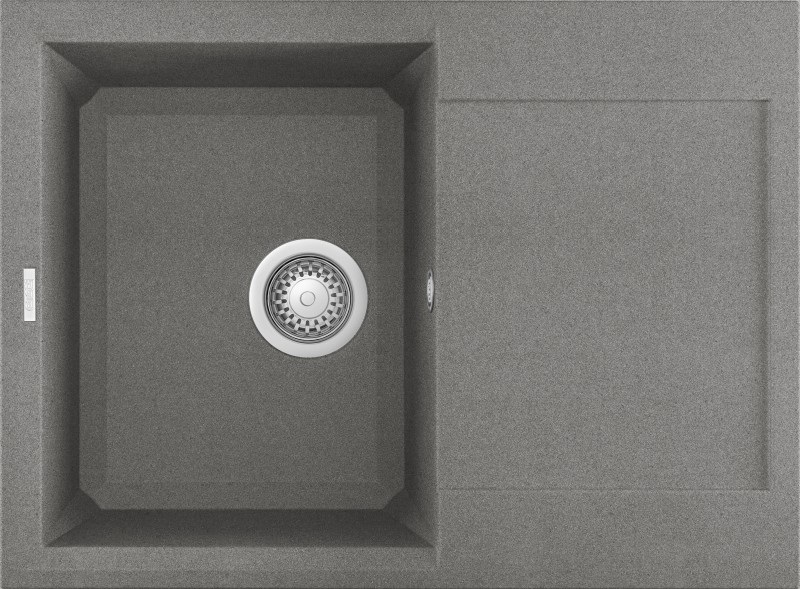 Elleci Easy 135 Lavello da Incasso 1 Vasca con Gocciolatoio Reversibile in Granitek Grigio Cemento 68 x 50 cm