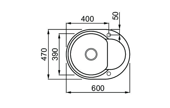 Elleci Lavello Easy Round 600 - 60 x 47 cm, 1 Vasca con Gocciolatoio Reversibile, Finitura Granitek Grigio Cemento