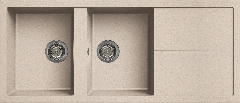 Elleci Unico 500 Lavello Incasso 2 Vasche con Gocciolatoio Reversibile in Granitek Avena 116x51 cm