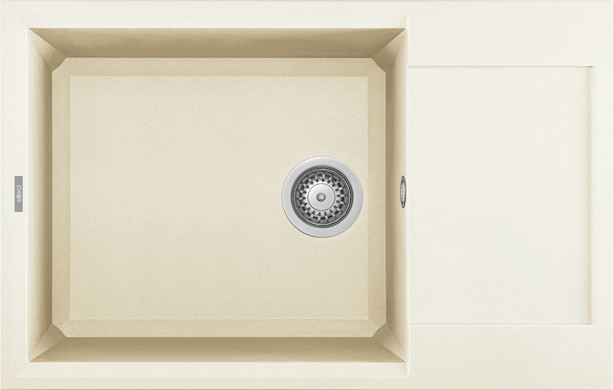 Elleci Easy 310 Lavello Incasso 1 Vasca con Gocciolatoio Reversibile 78x50 cm Granitek Bianco Antico