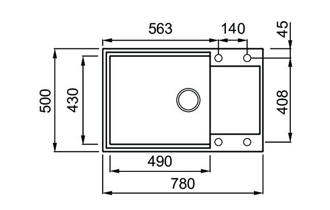 Elleci Easy 310 Lavello Incasso 1 Vasca con Gocciolatoio Reversibile 78x50 cm Granitek Bianco Antico