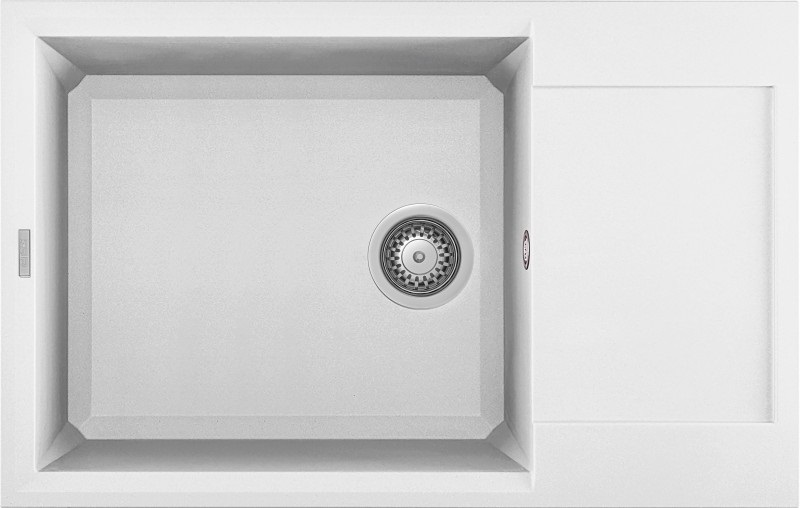 Elleci Easy 310 Lavello Montato su Piano Rettangolare in Granitek Bianco con Gocciolatoio Reversibile - 78x50 cm