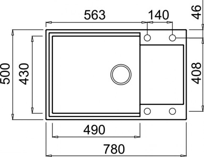 Elleci Easy 310 Lavello Montato su Piano Rettangolare in Granitek Bianco con Gocciolatoio Reversibile - 78x50 cm
