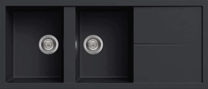 Elleci Unico 500 Lavello Incasso 2 Vasche 116x50 cm Gocciolatoio Reversibile Granitek Antracite 59