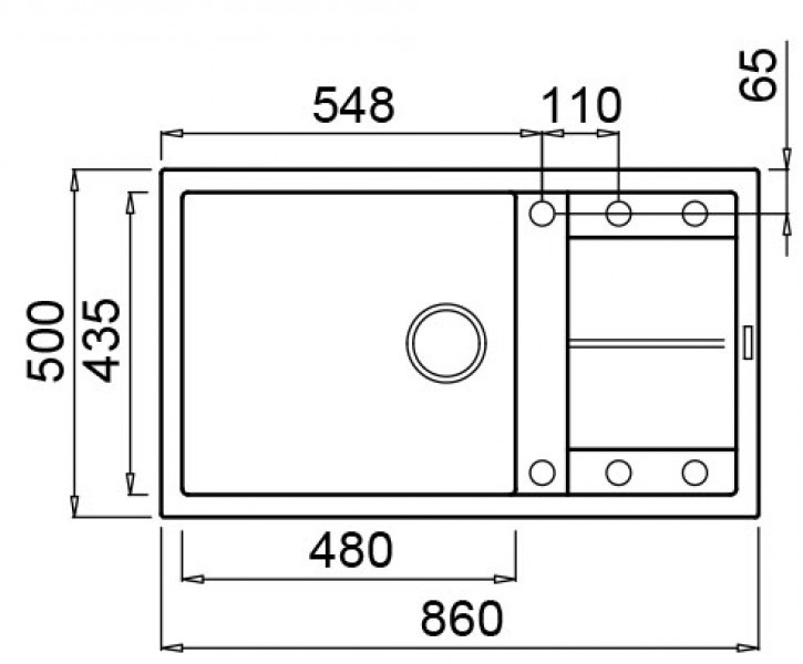 Elleci Unico 410 Lavello da Incasso 1 Vasca 86x50 cm con Gocciolatoio Reversibile in Granitek Cemento