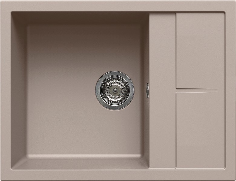 Elleci Unico 125 Lavello Incasso 1 Vasca con Gocciolatoio Reversibile 65 x 50 cm Granitek Tortora