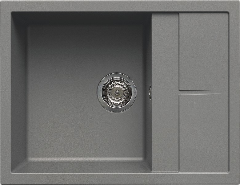Elleci Unico 125 Lavello Incasso 1 Vasca 65x50 cm Gocciolatoio Reversibile Granitek Grigio Cemento
