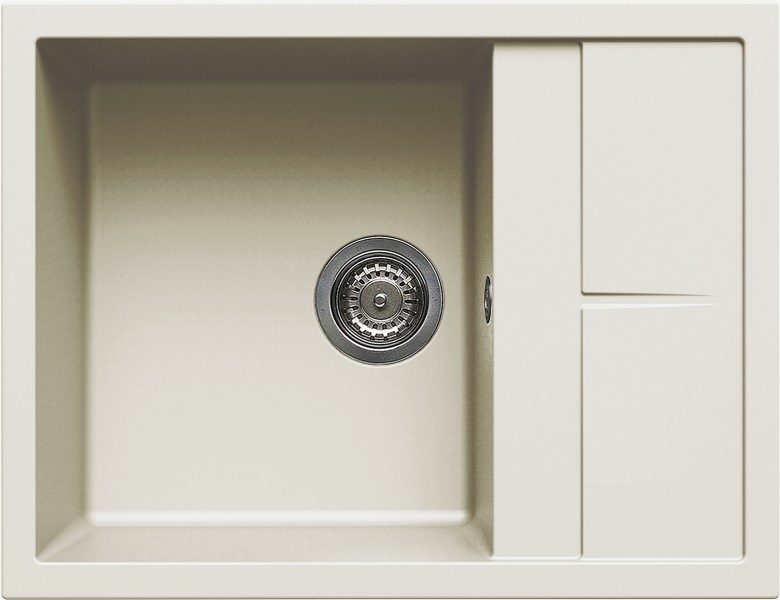 Elleci Unico 125 Lavello Incasso 1 Vasca con Gocciolatoio Reversibile 65 x 50 cm Granitek Bianco Antico