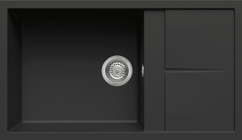 Elleci Unico 410 Lavello da Incasso in Granitek Nero - 1 Vasca con Gocciolatoio Reversibile 86 x 50 cm