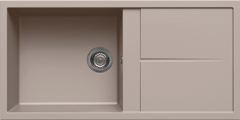 Elleci Unico 480 Lavello Montato su Piano Rettangolare in Granitek Tortora con 1 Vasca e Gocciolatoio Reversibile