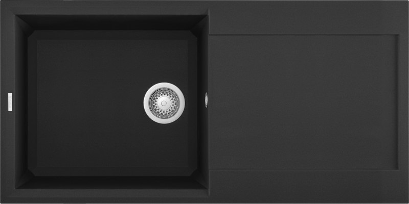 Elleci Easy 480 Lavello da Incasso 1 Vasca con Gocciolatoio Reversibile in Granitek Nero - Dimensioni 100x50 cm