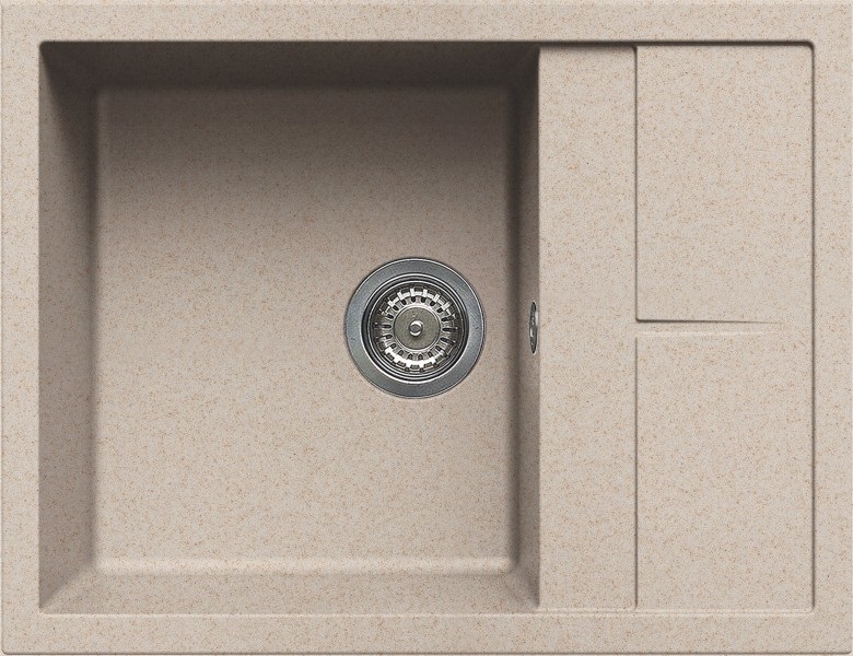 Elleci Lavello Unico 125 1 Vasca con Gocciolatoio Reversibile in Granitek Avena 65 x 50 cm