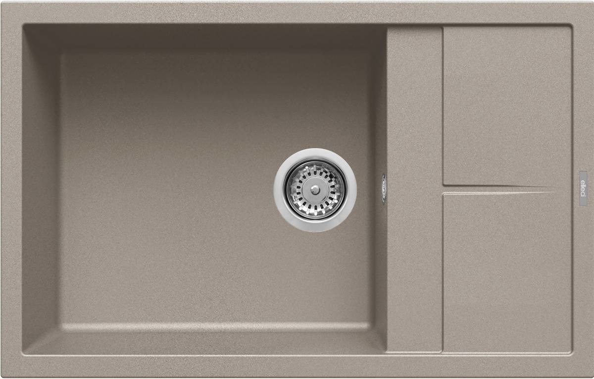 Elleci Unico 310 Lavello Montato su Piano Rettangolare in Granitek Tortora con 1 Vasca e Gocciolatoio Reversibile