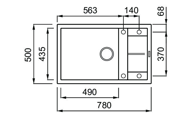 Elleci Unico 310 Lavello 1 Vasca Montato su Piano Rettangolare in Granitek Avena con Gocciolatoio Reversibile