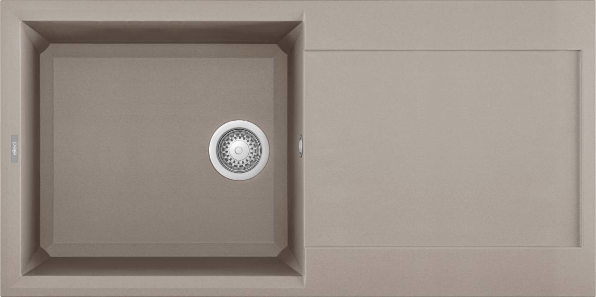 Elleci Easy 480 Lavello Montato su Piano Rettangolare in Granitek Tortora - 1 Vasca con Gocciolatoio Reversibile