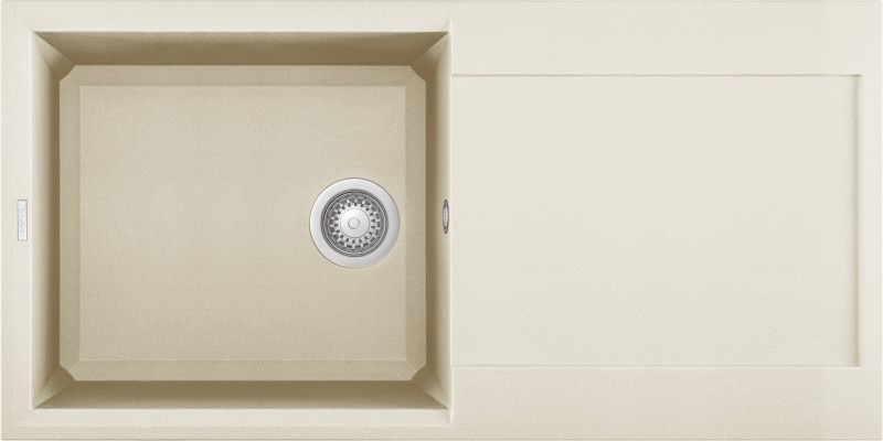 Elleci Lavello Easy 480 1 Vasca con Gocciolatoio Reversibile Sopratop 100 x 50 cm Granitek Bianco Antico - LGY48062