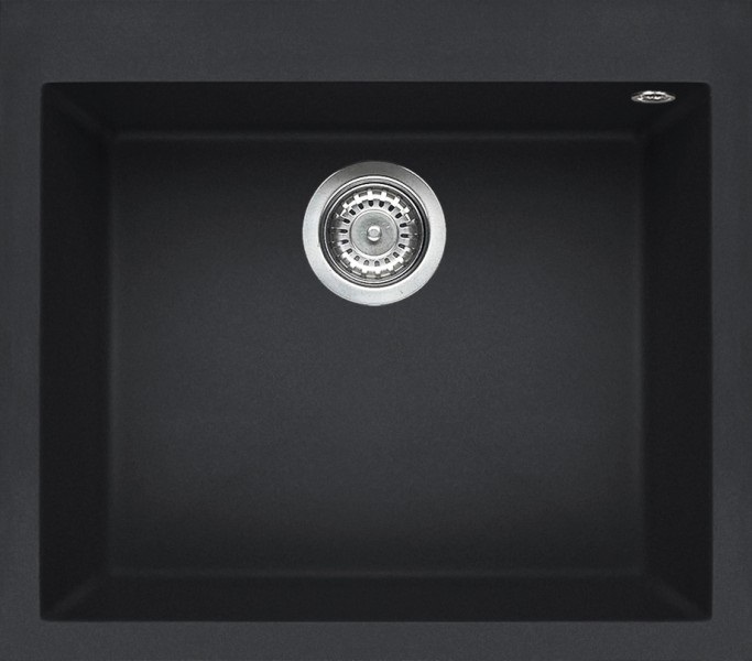 Elleci Quadra 105 Lavello da Incasso 1 Vasca 57 x 50 cm in Granitek Antracite con Sifone Salvaspazio e Accessori Inclusi