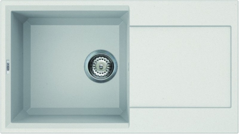 Elleci Easy 290 Lavello da Incasso 1 Vasca con Gocciolatoio Reversibile, 78 x 43.5 cm, Granitek Bianco
