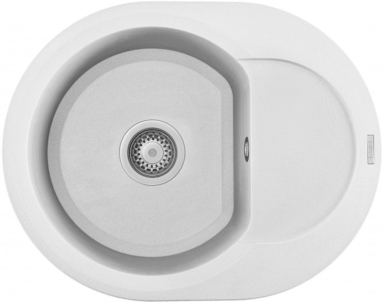 Elleci Easy Round 600 Lavello Tondo 1 Vasca con Gocciolatoio Reversibile 600 x 470 mm in Granitek Bianco