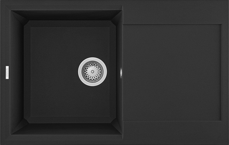 Elleci Easy 300 Lavello Montato su Piano Rettangolare in Granitek Nero con 1 Vasca e Gocciolatoio Reversibile