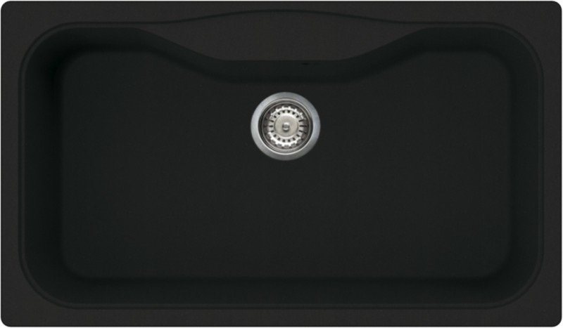 Elleci Fox 360 Lavello montato su piano Rettangolare in Granitek Nero - 1 Vasca 863x503 mm