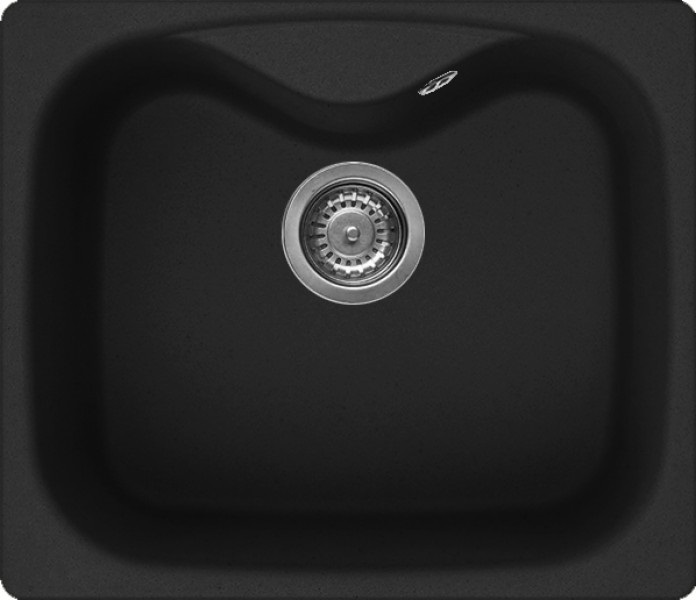 Elleci Fox 200 Lavello da Incasso 1 Vasca 58x50 cm in Granitek Nero con Accessori Inclusi