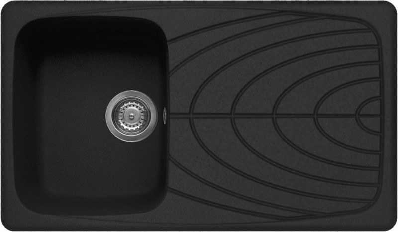 Elleci Master 400 Lavello da Incasso 1 Vasca con Gocciolatoio Reversibile 86 x 50 cm in Granitek Nero