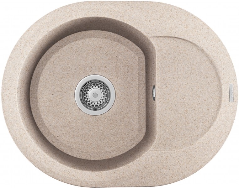 Elleci Easy Round 600 G51 Lavello Ovale 1 Vasca in Granitek Avena con Gocciolatoio Reversibile - 600x470 mm