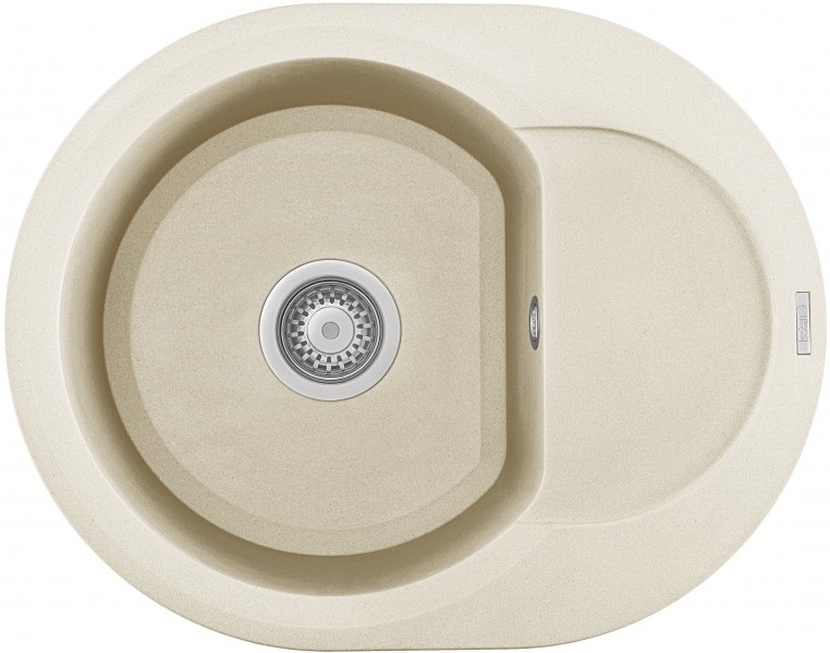 Elleci Easy Round 600 Lavello Tondo 1 Vasca Reversibile 600x470 mm Granitek Bianco Antico