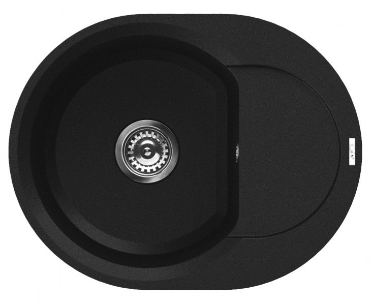 Elleci Lavello Easy Round 600 - 1 Vasca Tonda con Gocciolatoio Reversibile in Granitek Antracite 59, Dimensioni 60x47 cm