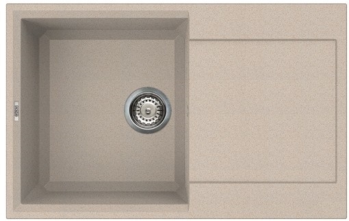 Elleci Easy 300 Lavello da Incasso 1 Vasca 79x50 cm in Granitek Tortora con Gocciolatoio Reversibile e Bordo Prismatico