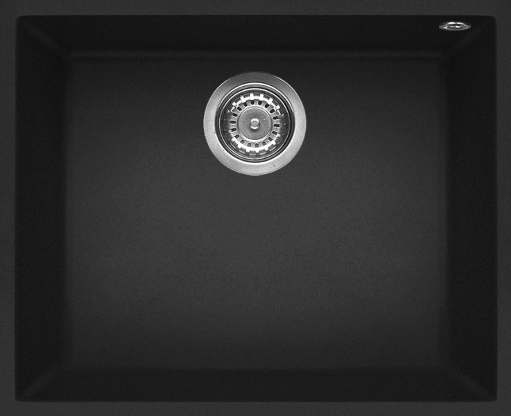 Elleci Quadra 105 Lavello da Incasso Sottotop 54 x 44 cm in Granitek Nero con 1 Vasca e Sifone Salvaspazio