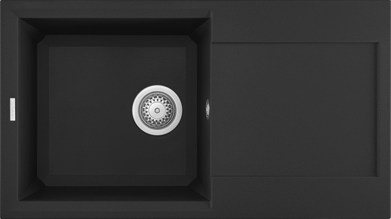 Elleci Easy 290 Lavello da Incasso 1 Vasca con Gocciolatoio Reversibile in Granitek Nero - Dimensioni 78x43.5 cm