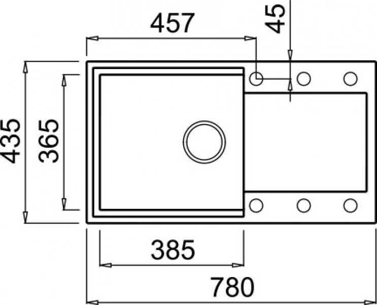 Elleci Easy 290 Lavello da Incasso 1 Vasca 780x435 mm in Granitek Avena con Gocciolatoio Reversibile
